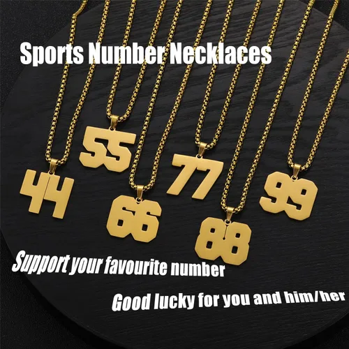 Vista 6 de SKQIR Number Necklace for Men Black Baseball Jersey Number Pendant for Boys Athletes Number Chain Pandent for Boys Sport Stainless Steel necklace