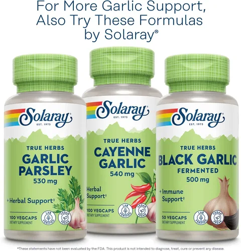 Vista 7 de SOLARAY Suplemento de ajo de 500 mg, vegano, extracto de ajo inodoro, utilizado tradicionalmente para la salud del corazón y el apoyo inmunológico