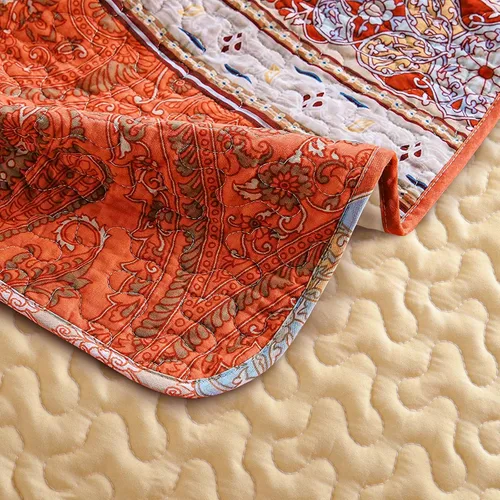 Vista 4 de Exclusivo Mezcla Manta acolchada reversible de 50 x 60 pulgadas - Manta de edredón de microfibra con patrón a rayas boho, reversible