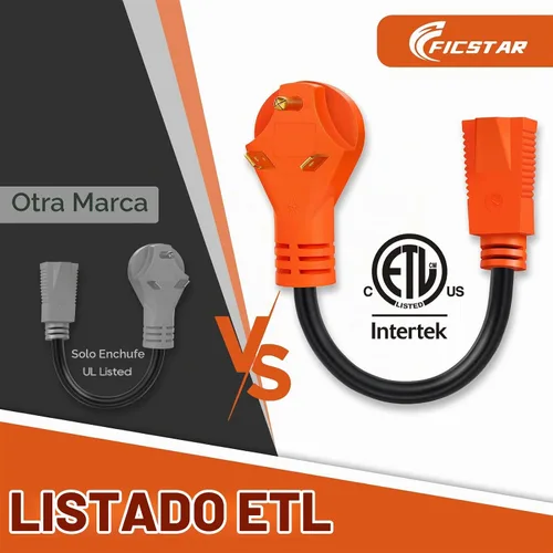 Vista 6 de Cable adaptador RV de 30 amperios a 15 amperios, TT-30P a 5-15R Dogbone 30 Amp to 110 Volt RV Electrical Power Adapter, 12/3 Gauge RV Dogbone