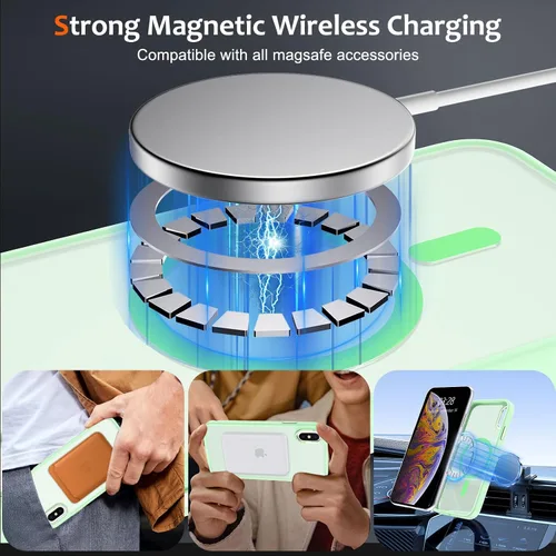 Vista 479 de Anuck - Funda magnética para iPhone 11 compatible con MagSafe, carcasa trasera mate translúcida dura, borde de TPU, delgada, resistente a impactos