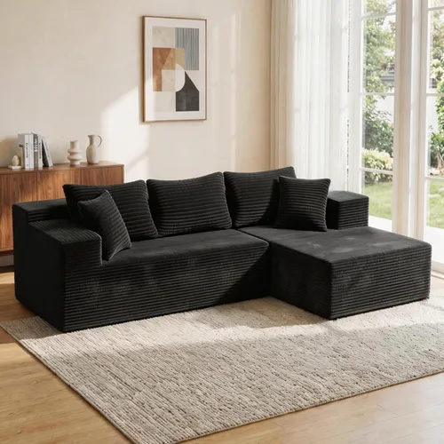 Vista 9 de Bashaw Sofá modular de 108 pulgadas con diván, sofá sin hueso en forma de L, asiento profundo, tapizado, sin hueso, para sala de estar