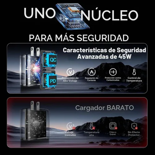 Vista 6 de Cargador para teléfono 17 16 Pro Max de carga rápida, 45 W USB C Phone 17 16 Bloque de carga súper rápido con cable de carga tipo C de 6.6 pies