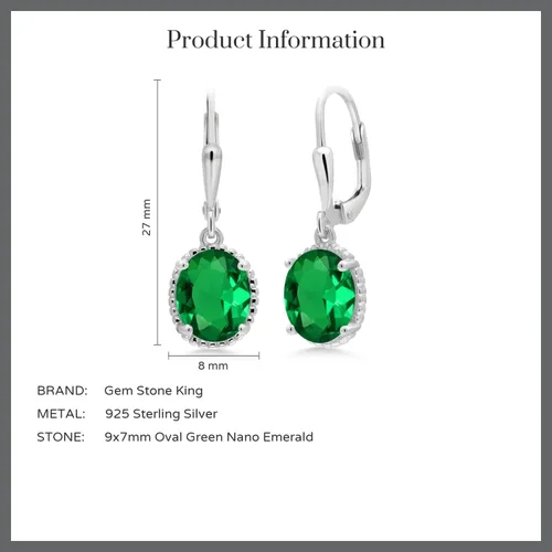 Vista 137 de Gem Stone King Aretes colgantes de gota para mujer, plata de ley 925, piedra natal ovalada de 0.354 x 0.276 in, joyería fina, regalos para ella