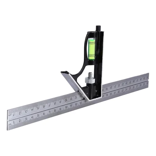 Vista 3 de Kit de combinación de reglas, herramienta de medición combinada de corte y perforación Cuerpo de metal para carpintería, carpintería, maquinistas