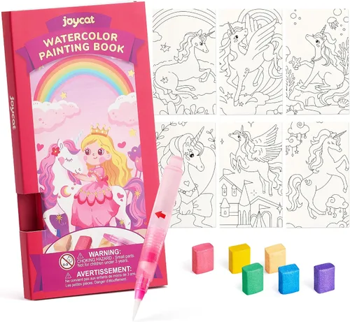 Vista 18 de JoyCat Paquete de 2 libros de pintura de bolsillo con agua para colorear para niños, juego de juguetes de actividades de arte y manualidades, kit