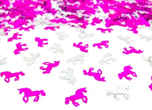 Vista 8 de Decoración de mesa de fiesta de unicornio de confeti de cumpleaños de papel metálico de unicornio para boda, cumpleaños, baby shower, despedida