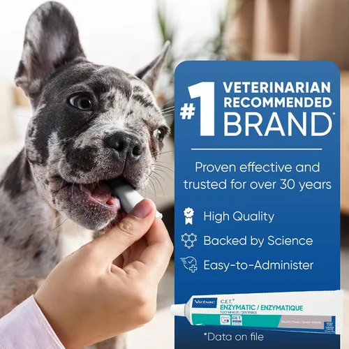 Vista 6 de Pasta de dientes enzimática Virbac C.E.T., Sabor a carne, 2.5 onza Plaque and tartar control for fresh breath, pet dental care toothpaste, Dual