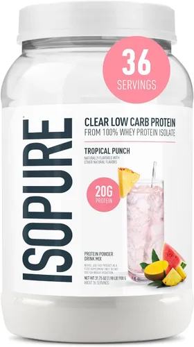 Vista 17 de Isopure - polvo de proteína de suero de leche con sabor a fruta ligera refrescante