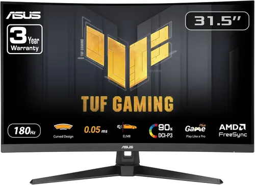 Vista 17 de ASUS TUF Gaming Monitor 1080P (VG249QL3A) de 24" (23.8" visible), Full HD, 180Hz, 1ms, Fast IPS, ELMB, FreeSync Premium, compatible con G-SYNC