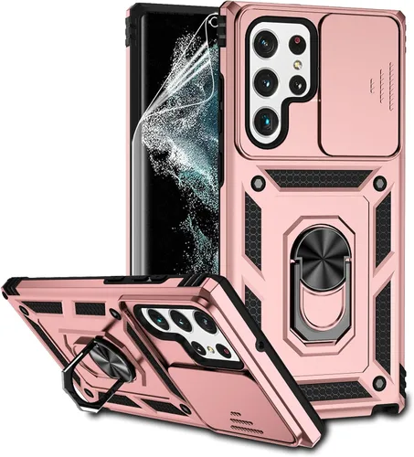 Vista 11 de Funda para Samsung Galaxy S22 Ultra con cubierta para lente de cámara, protector de pantalla HD, probado contra caídas de grado militar, soporte