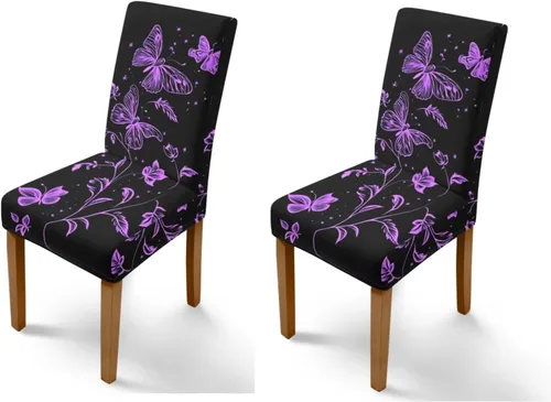 Vista 43 de Rnyleeg Juego de 1 fundas de asiento de comedor con estampado de flores azules para sillas de comedor, fundas protectoras suaves y lavables