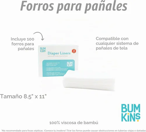 Vista 4 de Bumkins Forro de tela desechable para pañales, biodegradable, neutro, 100 unidades (paquete de 1)