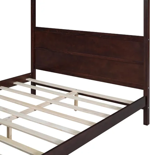 Vista 7 de Harper & Bright Designs Marco de cama moderno tamaño Queen, plataforma de madera con cabecera y estribo, soporte de listones, no necesita somier