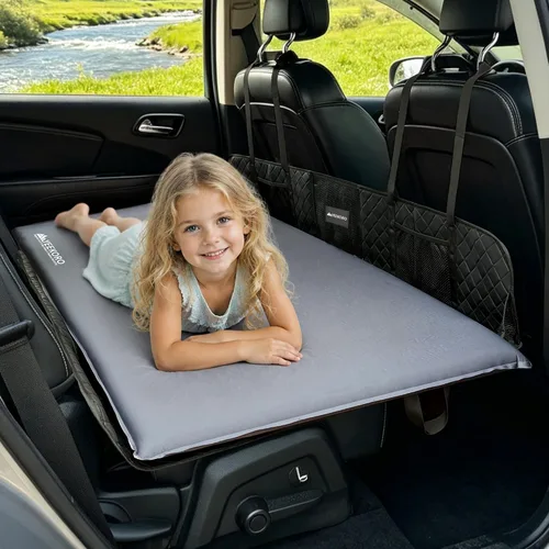 Vista 9 de Placa de extensión de asiento trasero de automóvil, extensor plegable de asientos traseros para dormir, aumenta el maletero de viaje y el espacio