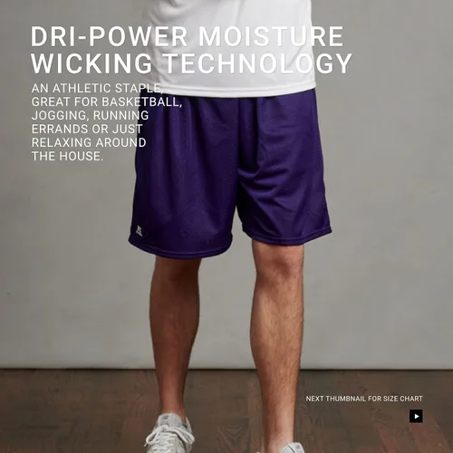 Vista 5 de Russell pantalones cortos deportivos de malla sin bolsillos para hombre