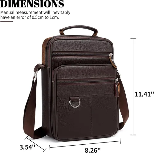 Vista 3 de Bolso de mensajero de cuero para hombre, maletín grande de viaje de negocios, bolso cruzado para hombre, bolso de hombro