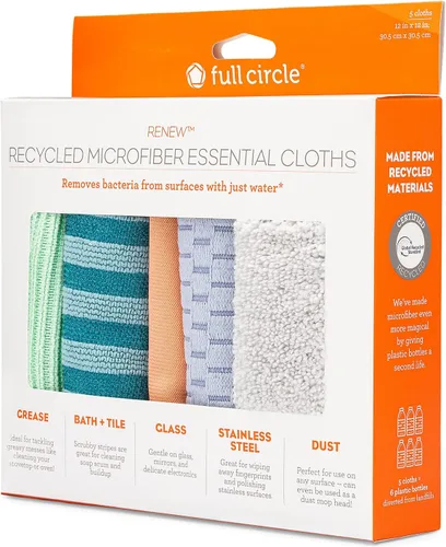 Vista 16 de Full Circle Colección Renew - Juego de 3 paños de microfibra reciclados multiusos, estampado a rayas
