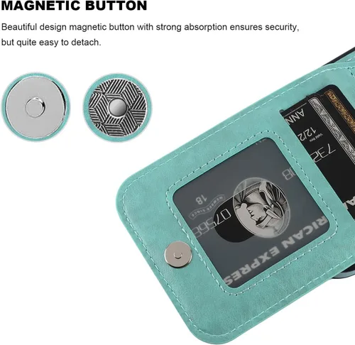 Vista 91 de KIHUWEY - Funda tipo cartera compatible con iPhone 15 con soporte para tarjetas de crédito, cierre magnético, soporte de cuero premium, cubierta