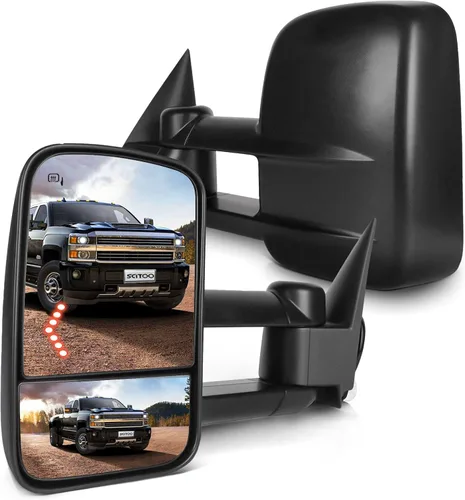 Vista 18 de SCITOO Espejos de Remolque Compatibles con Chevy Silverado 2008-2013 Para GMC Sierra Todos los Modelos Un Par (Lado Izquierdo y Derecho) Con Ajuste