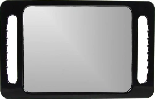 Vista 3 de Espejo de mano grande con doble mango - Espejo de mano rectangular negro