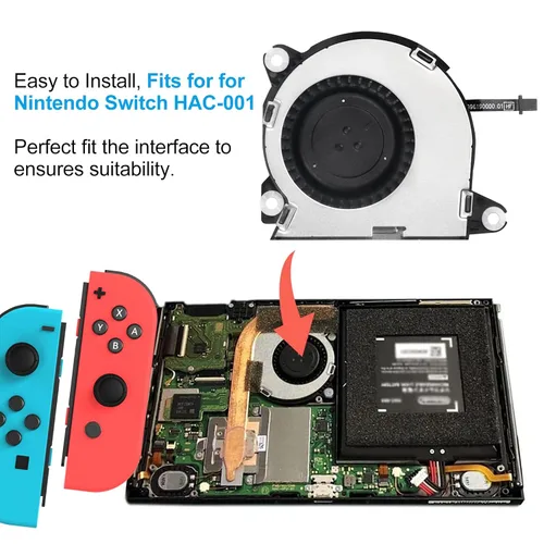 Vista 6 de LXun New Replacement Internal Cooling Fan Compatible with Nintendo Switch HAC-001 NS 2017 Console CPU Heatsink Cooler Thermal Compound Paste and