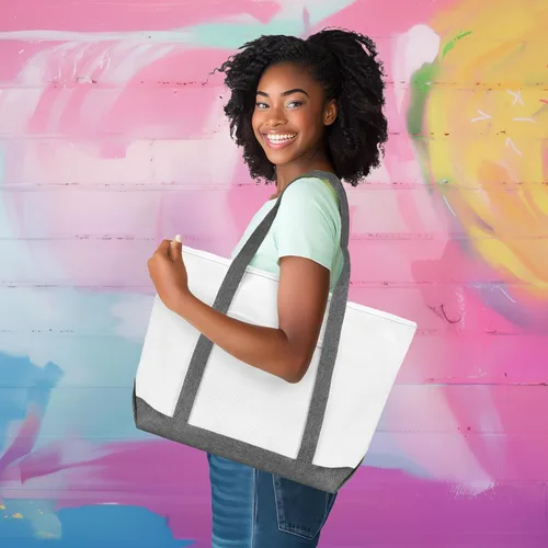 Vista 2 de Bolsa Dalix de 23 pulgadas, calidad superior, 24 oz, bolsa de lona de algodón Gris
