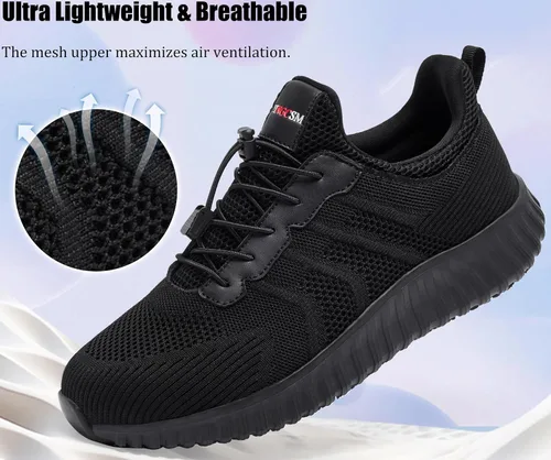 Vista 7 de Zapatos de trabajo antideslizantes para hombre, resistentes al agua, sin cordones, ligeros y duraderos, perfectos para servicio de alimentos, cocina