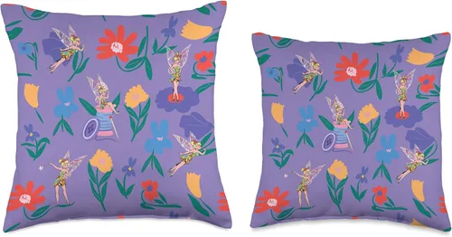 Vista 3 de Disney Princess Tinker Bell Flowers and Fairy Magic - Almohada de 16 x 16 pulgadas, multicolor
