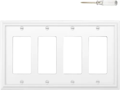 Vista 13 de Cubiertas para Tomacorrientes Dúplex de Pared, Cubierta Clásica para Interruptor de Luz Blanco – Placa de Cubierta de Tomacorriente Eléctrico