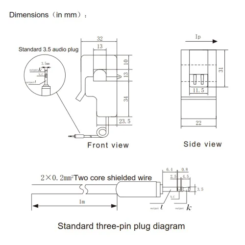 Vista 4 de 2 piezas SCT-013-000 30A 1V Sensor de transformador de corriente de núcleo dividido no invasivo SCT013
