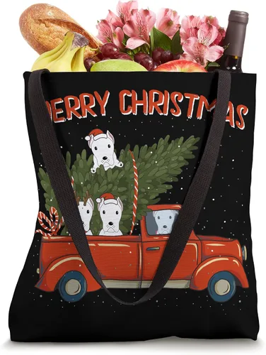 Vista 4 de Dogo Argentino Christmas Vintage Rojo Pickup Tote Bag