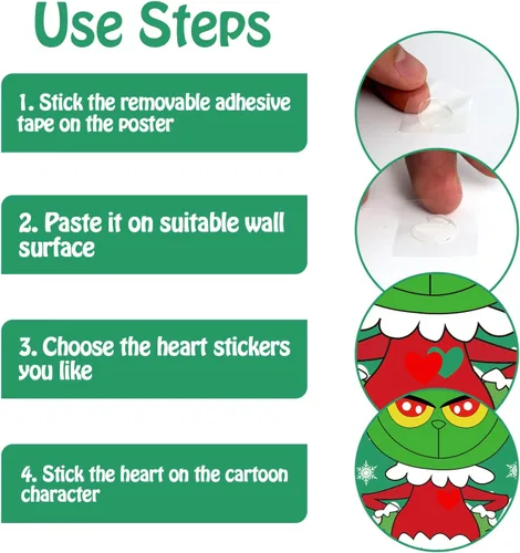 Vista 4 de Juegos de Navidad EMPOF - Pin The Heart Juegos de Manualidades Navideñas para Niños y Familias, Linda Decoración de Pared, Artículos de Fiesta
