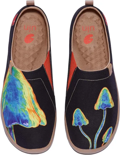 Vista 95 de UIN Zapatos de viaje para caminar para hombre, sin cordones, de lona, informales, ligeros, cómodos y modernos, diseño de perritos felices Ahhhhh
