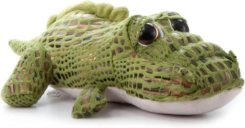 Vista 5 de The Petting Zoo Peluche de cocodrilo, regalos para niños, animales de zoológico de ojos brillantes, juguete de peluche de cocodrilo de 10 pulgadas