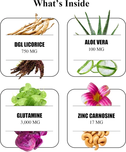 Vista 6 de Durable Alivio ácido – DGL y aloe vera – Apoya la acidez estomacal, la indigestión y el reflujo ocasionales – Salud intestinal y digestiva