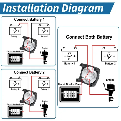 Vista 4 de Interruptor de desconexión de batería de 12 V maestro, interruptor de apagado de batería de 12 V-48 V, 275 amperios de alta corriente para automóvil