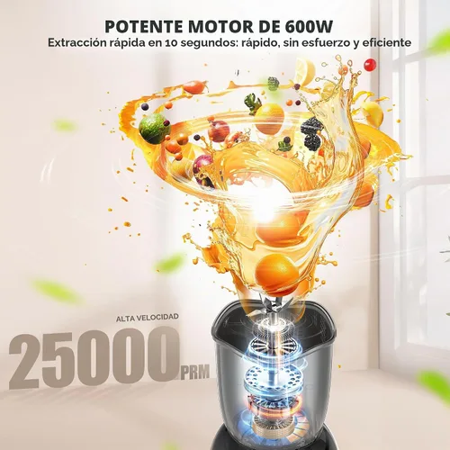 Vista 2 de TechRise Licuadora personal de 600 W, licuadora de batidos con 2 vasos portátiles de 17 onzas con tapas para sorbos, hoja de acero inoxidable