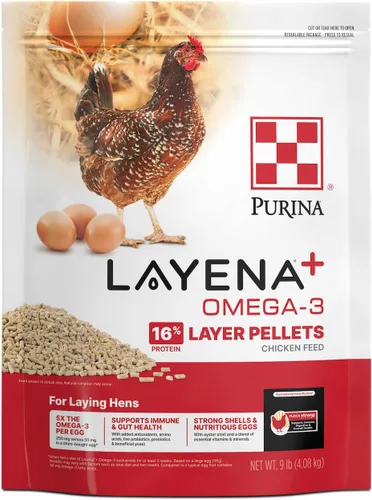 Vista 7 de Purina Layena+ Alimento Nutricionalmente Completo para Gallinas Pondoras Fórmula Omega 3 - Bolsa de 10 libras (10 lb)