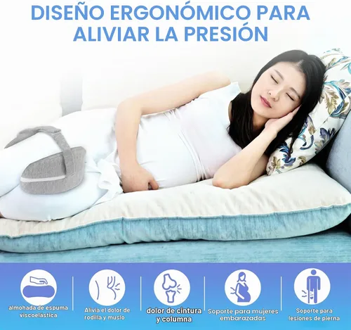 Vista 2 de Almohada de espuma viscoelástica para rodillas y piernas para dormir de lado, soporte ergonómico para espalda, caderas, rodillas, articulaciones