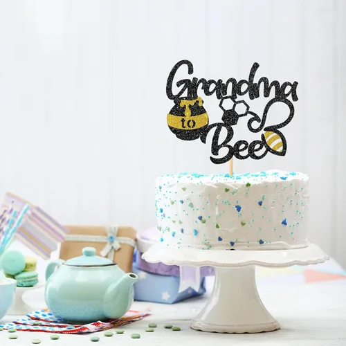 Vista 4 de Decoración para pastel de abuela a abeja, suministros de fiesta de baby shower con temática de abejorros, nueva abuela, suministros de decoración