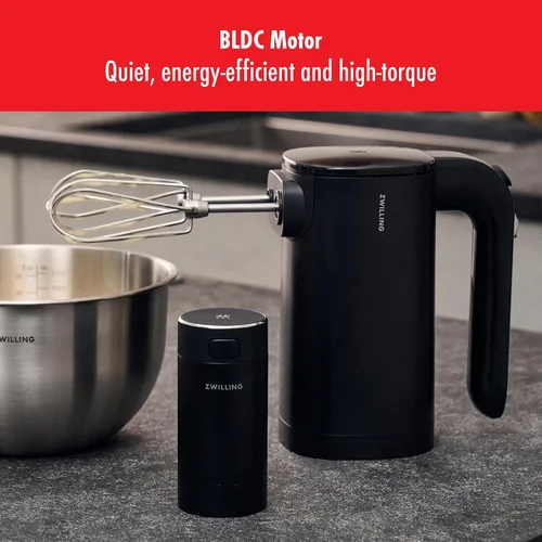 Vista 7 de ZWILLING Xtend - Juego de batidoras de mano inalámbricas, batidora de mano eléctrica de 3 velocidades con batidores y ganchos para masa, potente