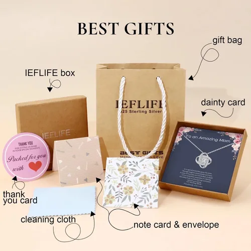 Vista 6 de Collar de regalo para mujeres y niñas, collar de plata de ley 925, joyería para mamá, hija, tía, abuela, esposa, hermana, novia, día de la madre