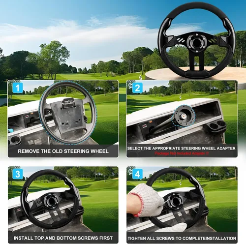 Vista 5 de Volante de carrito de golf para EZGO TXT/RXV, Club Car DS/Precedent/Tempo, Yamaha G29/Drive/Drive 2 y la mayoría de los modelos de carrito de golf