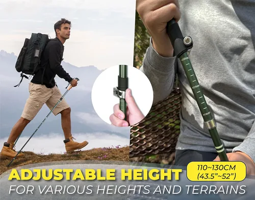 Vista 3 de TREKOLOGY TREKZ SE - Bastón de senderismo plegable, ligero, plegable, retráctil, para hombres, mujeres y personas mayores con alturas ajustables