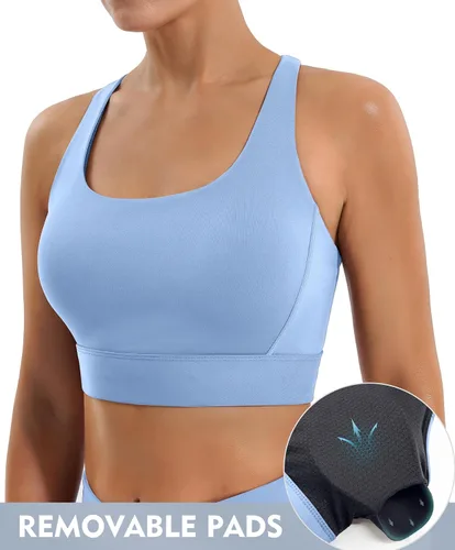 Vista 2 de Ewedoos Sujetadores deportivos de alto impacto para mujer, de alto soporte, ajustable, con tirantes acolchados, sujetadores deportivos