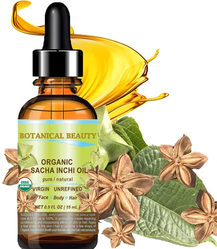 Vista 2 de Botanical Beauty Aceite orgánico de sacha inchi, 100% natural, puro, sin diluir, virgen, sin refinar, prensado en frío, aceite orgánico certificado