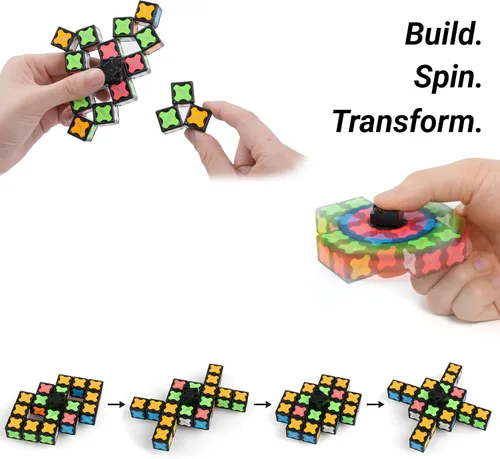 Vista 5 de TOSY Spinner Fidget Magnético que Brilla - 16 Bloques, Juguete 3 en 1: Spinner Fidget Transformable, Cubo Infinito/Rompecabezas, Brillante, Rellenos