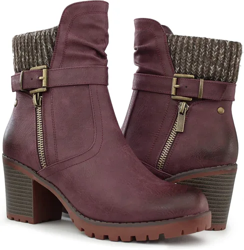 Vista 6 de Hawkwell Botines de tacón grueso con cremallera para mujer, Negro, 0