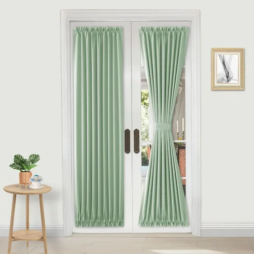 Vista 115 de DWCN Cortinas para Puertas Francesas – Cortinas opacas térmicas con bolsillo para barra para puertas con ventana de cristal, puertas de cocina